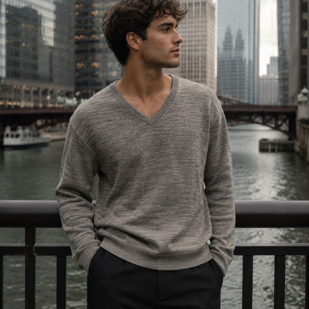 *Alfani* Men’s Gray V-Neck Sweater Sz XL EUC!